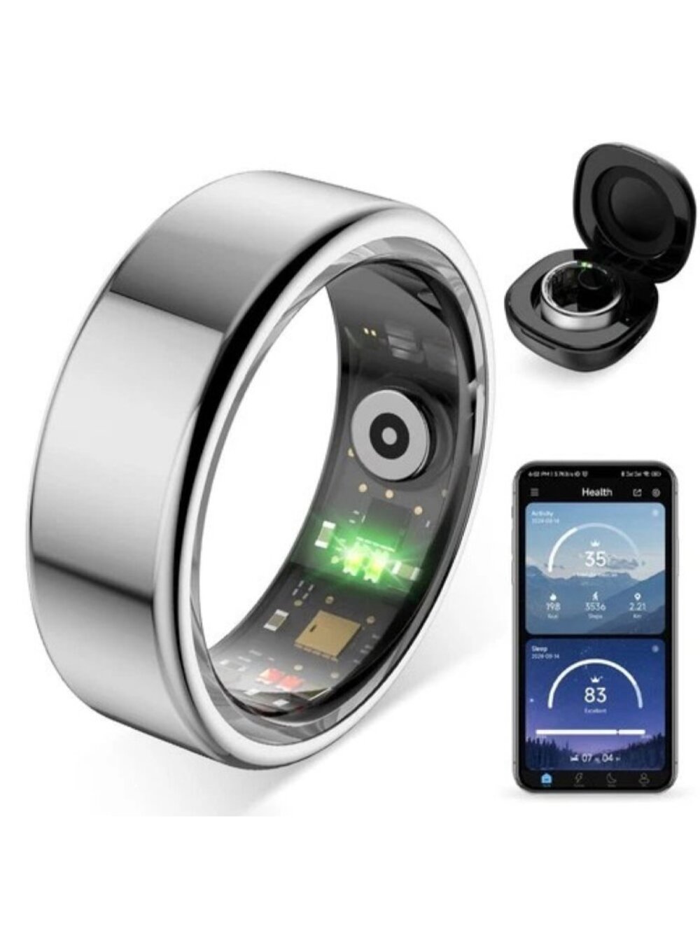 COLMI R02 Smart Ring with Charging Case Health Fitness Tracker Heart Rate Sleep